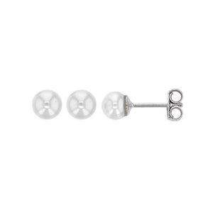 Boucles en argent rhodié avec perles d'eau douce 5mm 683-298