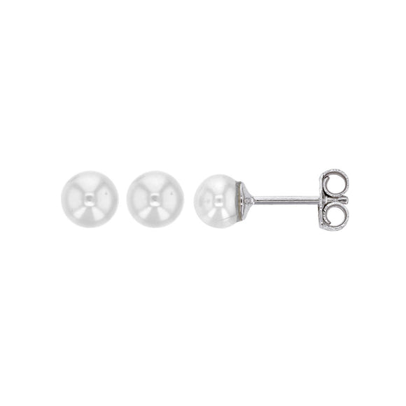 Boucles en argent rhodié avec perles d'eau douce 5mm 683-298