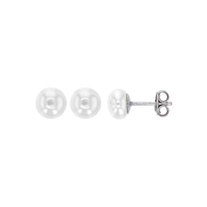 Boucles en argent rhodié avec perles d'eau douce 7mm 683-297