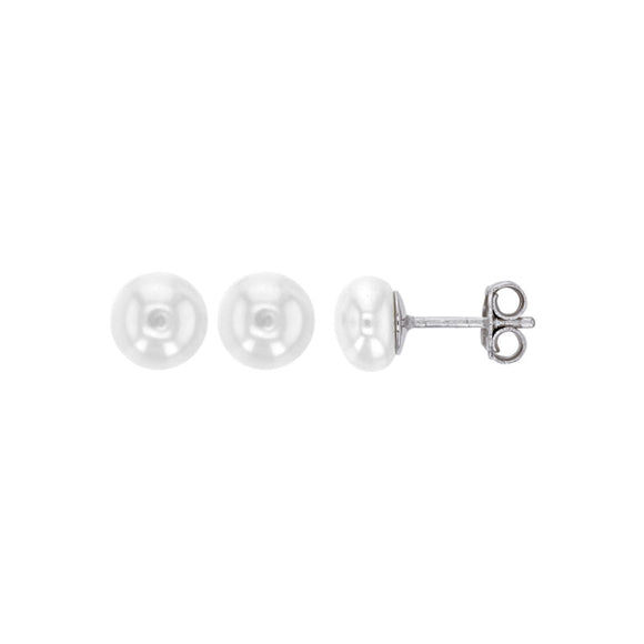 Boucles en argent rhodié avec perles d'eau douce 7mm 683-297