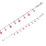 Bracelet avec fleurs et boules roses