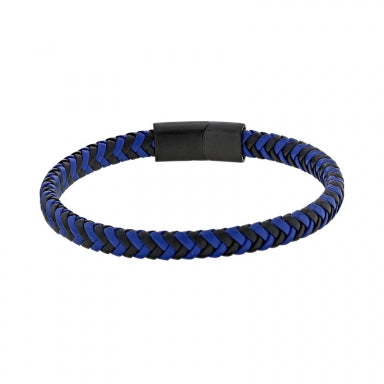 Bracelet cuir noir et bleu 842-1441