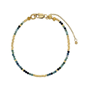 Bracelet en acier doré + perles Miyuki + tourmaline bleue 745-437