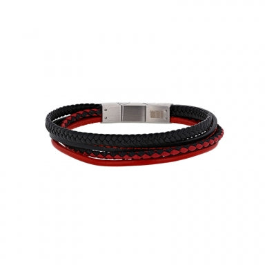 Bracelet cuir noir et rouge 842-1440