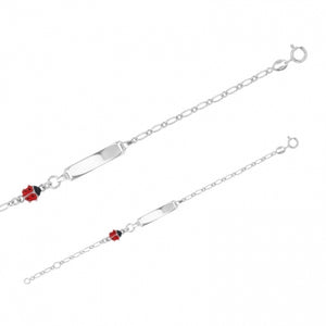 Bracelet d'identité enfant maille figaro + coccinelle 644-666