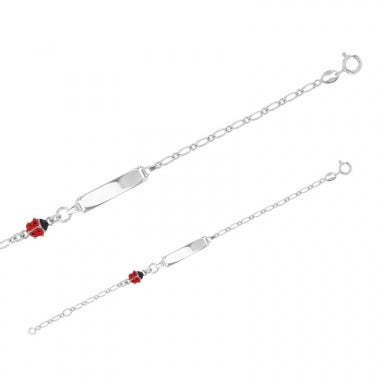Bracelet d'identité enfant maille figaro + coccinelle 644-666