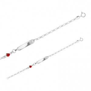 Bracelet d'identité enfant maille figaro + coeur rouge 646-115