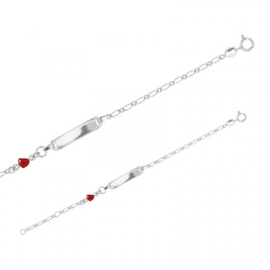 Bracelet d'identité enfant maille figaro + coeur rouge 646-115