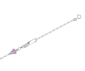 Bracelet d'identité enfant papillon rose et bleu