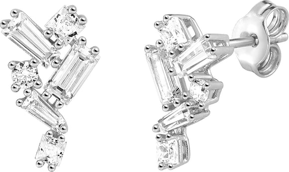 Boucles en argent rhodié et zirconiums 682-2244