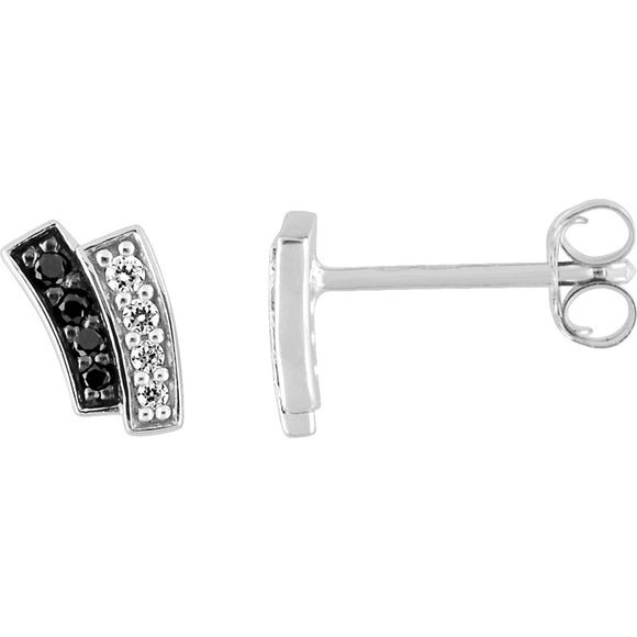 Boucles Argent et zirconiums noirs 682-2188