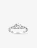 Bague solitaire accompagné en argent rhodié et zirconium 611-4085