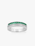 Bague en argent et zirconiums blancs et verts 612-289