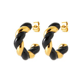 boucles en acier doré et laque noire 880J1406