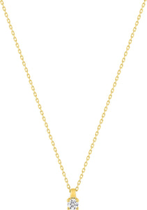 Collier solitaire zirconium or jaune 9ct 353-84