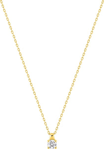 Collier solitaire zirconium or jaune 9ct 453-37
