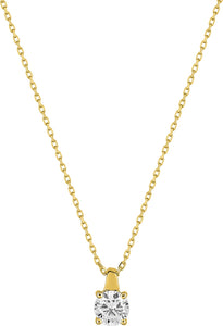 Collier solitaire zirconium or jaune 9ct 453-38