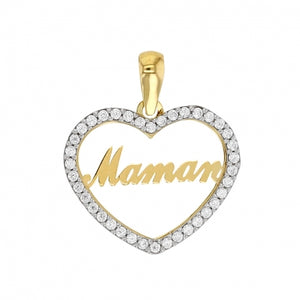Pendentif "Maman" en or 9ct + zirconiums 463-38