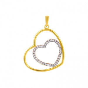 Pendentif double coeurs réversible en or 9ct + zirconiums 463-39