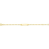 Gourmette bébé en or 18ct maille figaro et plaque ovale 446J104