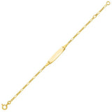 Gourmette bébé en or 18ct maille figaro et plaque ovale 446J104