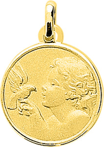 Médaille ange + colombe or jaune 9ct 469-330