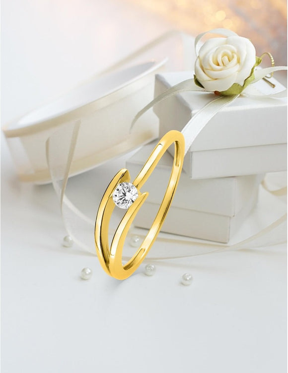 Bague or jaune 9ct et zirconiums 411-77
