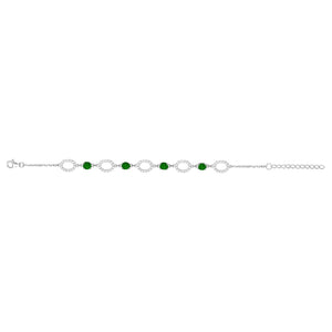 Bracelet Argent + émeraude synthétique et zirconiums 645z-106