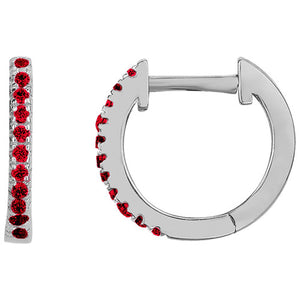 Boucles créoles argent + oxyde rouge 680-1286