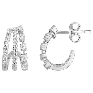 Boucles créoles argent triple anneaux 680-1293