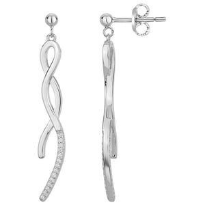 Boucles en argent rhodié et zirconiums 681-3376