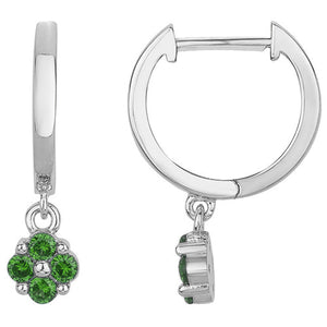 Boucles créoles argent + oxyde vert 680-1289