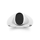 Chevalière oval en argent avec pierre noire 613-326