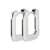 Boucles créoles carrées en argent rhodié
