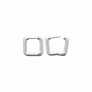 Boucles créoles carrées en argent rhodié