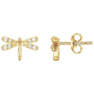Boucles d'oreilles libellules en plaqué or et zirconiums 786-69