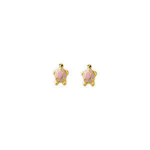 Boucles d'oreilles à visser tortues roses en or 18ct