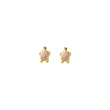 Boucles d'oreilles à visser tortues roses en or 18ct