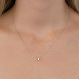 Collier solitaire en argent et zirconium 4mm