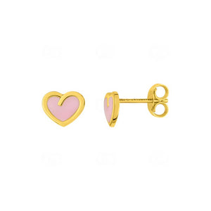 Boucles d'oreilles coeur roses en or 18 ct - 386-185
