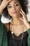 Collier sautoir en acier et céramique noire