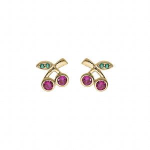 Boucles cerises en plaqué or 786-70