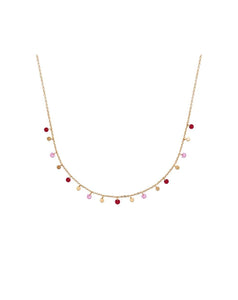 Collier Plaqué or et pastilles roses