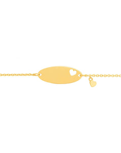 Bracelet d'identité bébé avec coeurs en or jaune 9ct 446J230