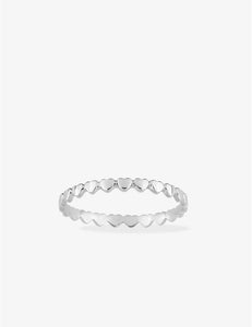 Bague en or blanc motifs coeurs 9ct 400-9