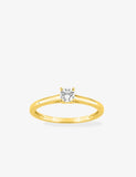 Bague solitaire en or jaune 9ct et diamants de laboratoire 415L23Y