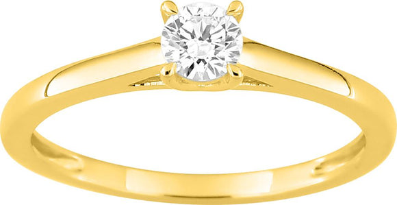 Bague solitaire en or jaune 9ct et diamants de laboratoire 415L7