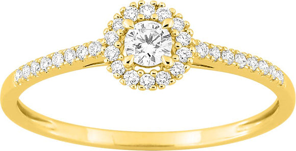 Bague solitaire accompagné en or jaune 9ct et diamants de laboratoire 415L2