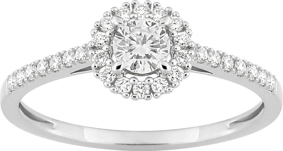 Bague solitaire accompagné en or blanc 9ct et diamants de laboratoire 405L8