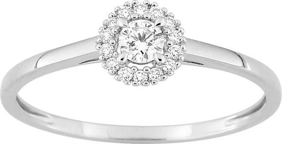 Bague en or blanc 9ct et diamants de laboratoire 405L1